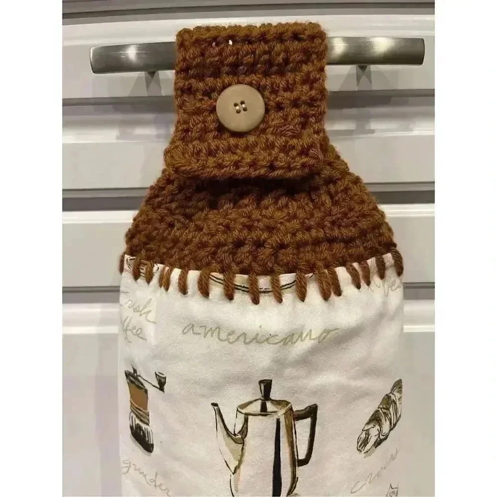 Crochet Top Kitchen Towel- Coffee Themed